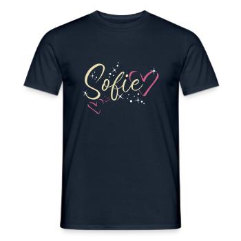 Sofie Surname First name Calligraphy Heart - Men's T-Shirt - navy - Front - AI Model Male 178 light (178cm)