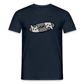 Meow 2 Katzen Logo - Männer T-Shirt - Navy - Vorne - AI Model Male 178 light (178cm)