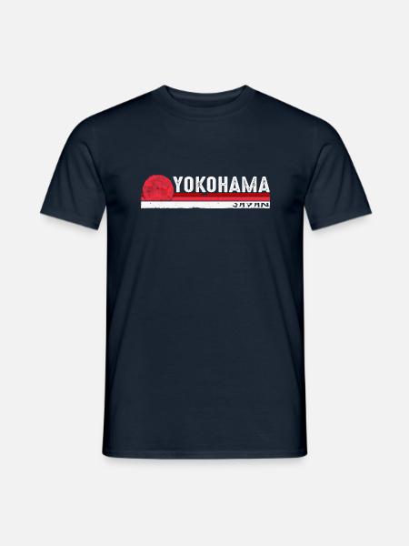 Yokohama Japan Skyline Vintage Heritage Gift - Men's T-Shirt - navy