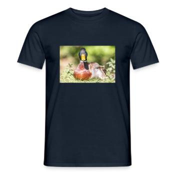 Canard colvert mâle, canard sauvage (canard colvert) - T-shirt homme - marine - Devant - AI Model Male 178 light (178cm)