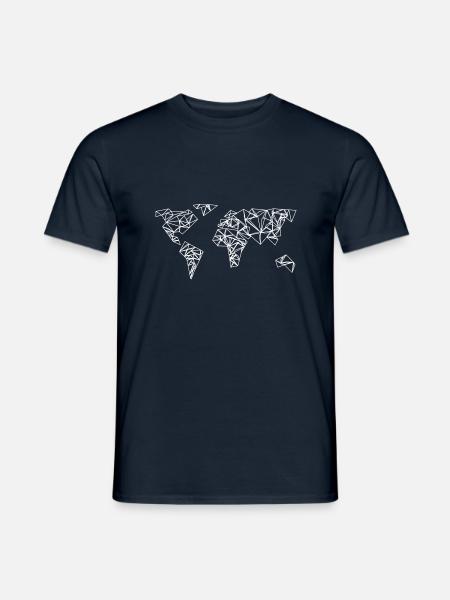 Weltkarte - geometrisch - Geografie - Erdkunde - Männer T-Shirt - Navy