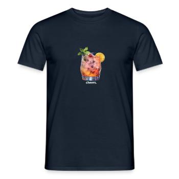 cheers. T-Shirt mit buntem Cocktail Aufdruck - Männer T-Shirt - Navy - Vorne - AI Model Male 178 light (178cm)