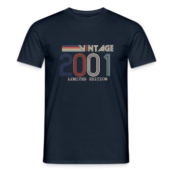 Vintage 2001 Cadeau Anniversaire - Millésime 2001 - T-shirt homme - marine - Devant - AI Model Male 178 light (178cm)