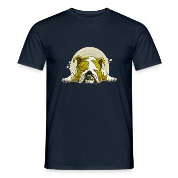 Hund Bulldogge Tiere Welpe niedlicher Hund Aquarell Kunst - Männer T-Shirt - Navy - Vorne - AI Model Male 178 light (178cm)