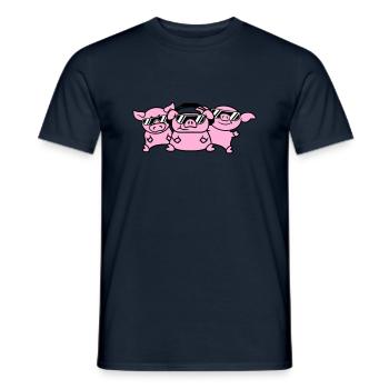 3 DJ Party Pigs Team Three Friends Party Crew - Men's T-Shirt - navy - Front - AI Model Male 178 light (178cm)