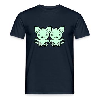 Deux chats heureux 2 amis Couple Équipe Couple - T-shirt homme - marine - Devant - AI Model Male 178 light (178cm)