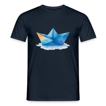 papierboot aquarell - Männer T-Shirt - Navy - Vorne - AI Model Male 178 light (178cm)