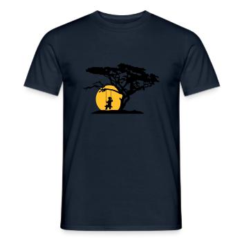 sun silhouette tree africa savanna lonely trauri - Men's T-Shirt - navy - Front - AI Model Male 178 light (178cm)