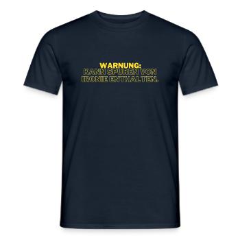 Warning: may contain traces of irony. - Men's T-Shirt - navy - Front - AI Model Male 178 light (178cm)