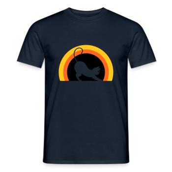 Cat > Vector Graphic ! Cat - Men's T-Shirt - navy - Front - AI Model Male 178 light (178cm)