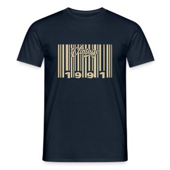 Jahrgang 1991 Barcode 1991: Jahr 2025. - Männer T-Shirt - Navy - Vorne - AI Model Male 178 light (178cm)