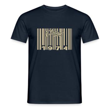 Vintage 1974 Barcode 1974: Year 2025. - Men's T-Shirt - navy - Front - AI Model Male 178 light (178cm)