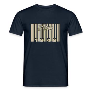 Vintage 1949 Barcode 1949: Year 2025. - Men's T-Shirt - navy - Front - AI Model Male 178 light (178cm)