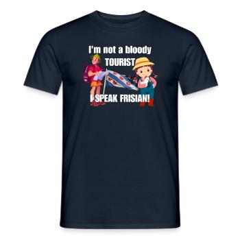 I m not a bloody tourist I speak Frisian - wit - Heren T-shirt - navy - Voor - AI Model Male 178 light (178cm)