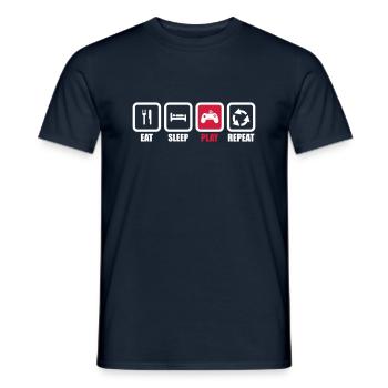 eat sleep play repeat : geek,gamer,gaming,jeux - T-shirt homme - marine - Devant - AI Model Male 178 light (178cm)