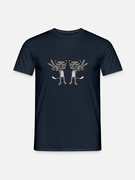 2 Katzen Peace Zeichen - Männer T-Shirt - Navy