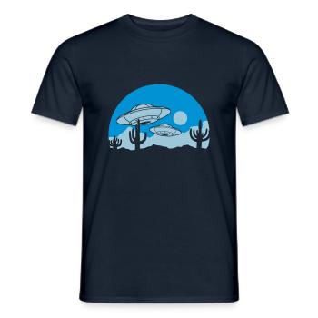 Wüsten UFOs Mystery Szene - Männer T-Shirt - Navy - Vorne - AI Model Male 178 light (178cm)