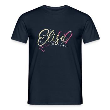 Elisa Nom Prénom Calligraphie Coeur - T-shirt homme - marine - Devant - AI Model Male 178 light (178cm)