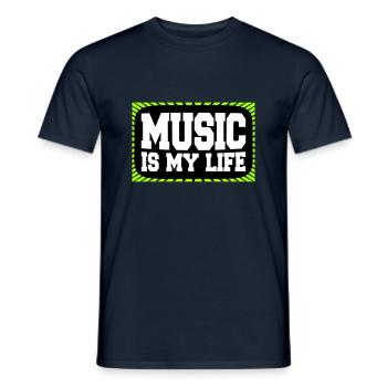 Music Is My Life Musik Ist Mein Leben Liebe Spruch - Men's T-Shirt - navy - Front - AI Model Male 178 light (178cm)