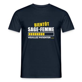 bientôt sage-femme / future sage femme - T-shirt homme - marine - Devant - AI Model Male 178 light (178cm)