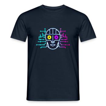 Neon Robot - Intelligence Artificielle - Cyborg - T-shirt homme - marine - Devant - AI Model Male 178 light (178cm)