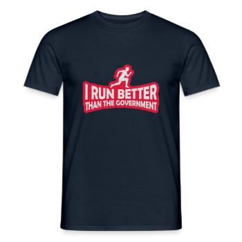 run better than government - Männer T-Shirt - Navy - Vorne - AI Model Male 178 light (178cm)