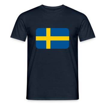SWEDEN FLAG round corner 400 dpi - Men's T-Shirt - navy - Front - AI Model Male 178 light (178cm)