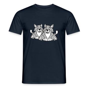 Deux chats heureux 2 amis Couple Équipe Couple - T-shirt homme - marine - Devant - AI Model Male 178 light (178cm)