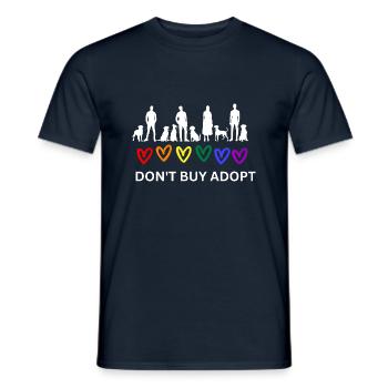 N’achetez pas Adoptez (personnes, animaux, cœurs) sombre - T-shirt homme - marine - Devant - AI Model Male 178 light (178cm)