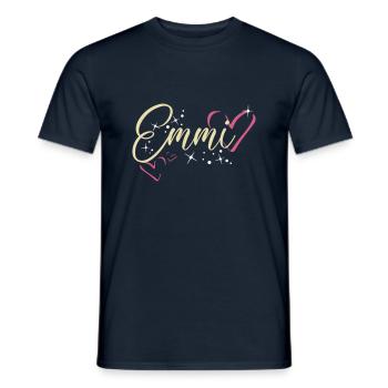 Emmi Last name First name Calligraphy heart - Men's T-Shirt - navy - Front - AI Model Male 178 light (178cm)