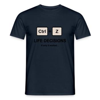 Ctrl + Z Décisions de vie - T-shirt homme - marine - Devant - AI Model Male 178 light (178cm)