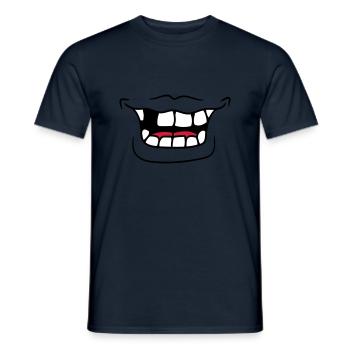 mund grinsen lachen lustig zahnluecke comic cartoo - Männer T-Shirt - Navy - Vorne - AI Model Male 178 light (178cm)
