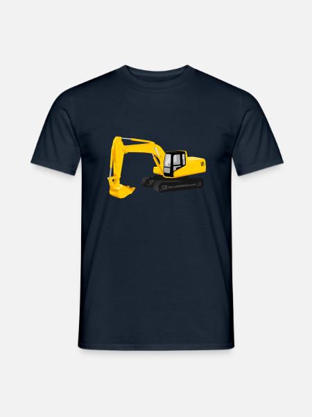 gelbes Bagger-Schwermaschinen-Stil im Cartoon-Stil - Männer T-Shirt - Navy