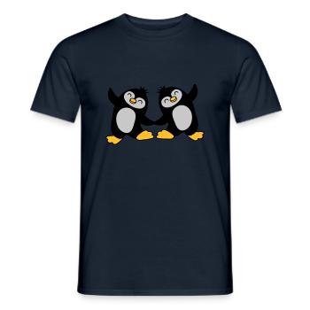 2 pingouins mignons dansant - T-shirt homme - marine - Devant - AI Model Male 178 light (178cm)