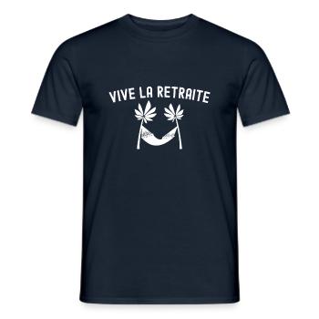 vive la retraite / cadeau humour retraite - T-shirt homme - marine - Devant - AI Model Male 178 light (178cm)
