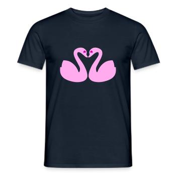 🦢Enchanting Pink Swans in Love-Eternal Love - Men's T-Shirt - navy - Front - AI Model Male 178 light (178cm)
