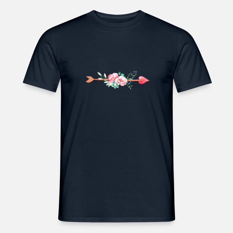 Pfeil Blumen Herz - Männer T-Shirt - Navy