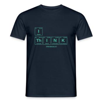 Je PENSE (périodiquement) - Tableau périodique satirique - T-shirt homme - marine - Devant - AI Model Male 178 light (178cm)