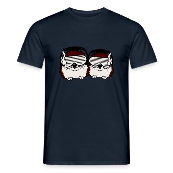 2 Süße DJ Igel Sonnenbrille Team Crew Party Musik - Männer T-Shirt - Navy - Vorne - AI Model Male 178 light (178cm)