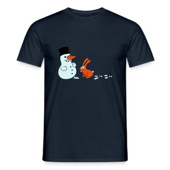 Schneemann und Hase mit Spuren - T-shirt homme - marine - Devant - AI Model Male 178 light (178cm)