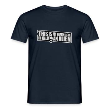 human costume alien Zitat - Männer T-Shirt - Navy - Vorne - AI Model Male 178 light (178cm)