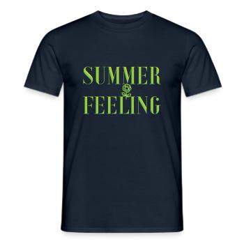 SUMMER FEELING mit Blume - Männer T-Shirt - Navy - Vorne - AI Model Male 178 light (178cm)