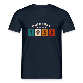 Original 1955 Vintage - Présent D’anniversaire 195 - T-shirt homme - marine - Devant - AI Model Male 178 light (178cm)