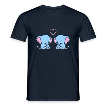 Amour de l’éléphant - T-shirt homme - marine - Devant - AI Model Male 178 light (178cm)