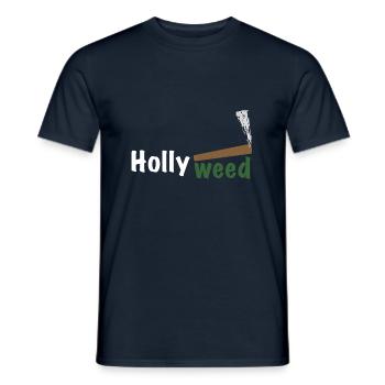 HollyWeed white - Männer T-Shirt - Navy - Vorne - AI Model Male 178 light (178cm)