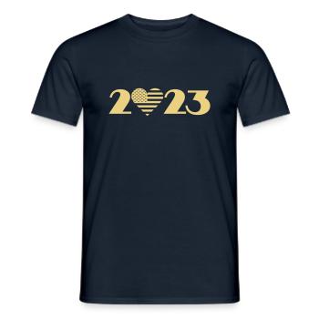 J’aime l’Amérique 2023, Vacances en Amérique 2023 - T-shirt homme - marine - Devant - AI Model Male 178 light (178cm)