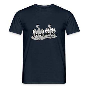 Two Cats Couple 2 Romantic Couple in Love - Men's T-Shirt - navy - Front - AI Model Male 178 light (178cm)