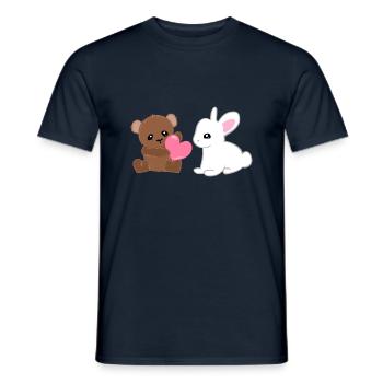 animaux portent un bébé lapin - T-shirt homme - marine - Devant - AI Model Male 178 light (178cm)