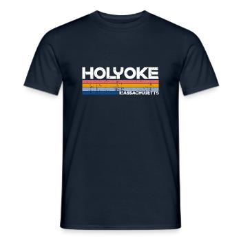 Vintage 70s 80s Style Holyoke MA - T-shirt homme - marine - Devant - AI Model Male 178 light (178cm)