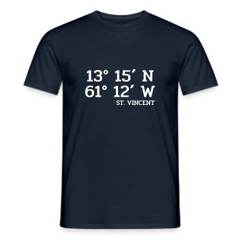 Coordonnées Saint-Vincent - Koordinaten West Indies - T-shirt homme - marine - Devant - AI Model Male 178 light (178cm)
